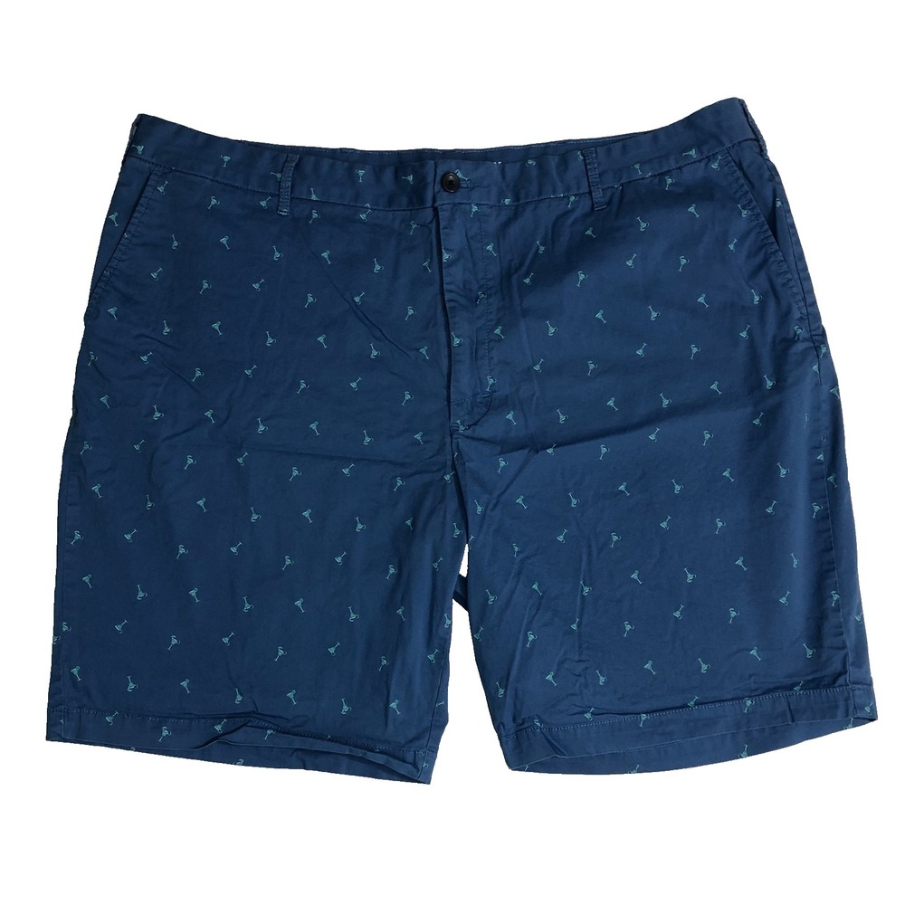 IZOD Shorts Men's Size 48 Blue Cocktail Glasses Advantage Performance Flat Front